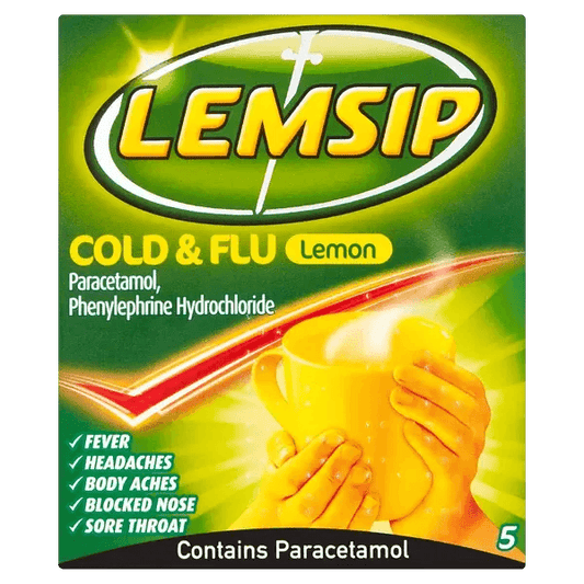 Lemsip Cold & Flu Lemon Pack of 5 - welzo