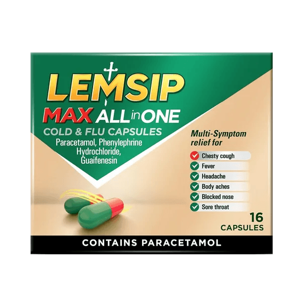 Lemsip Max All In 1 Cold & Flu Capsules Pack of 16 - welzo