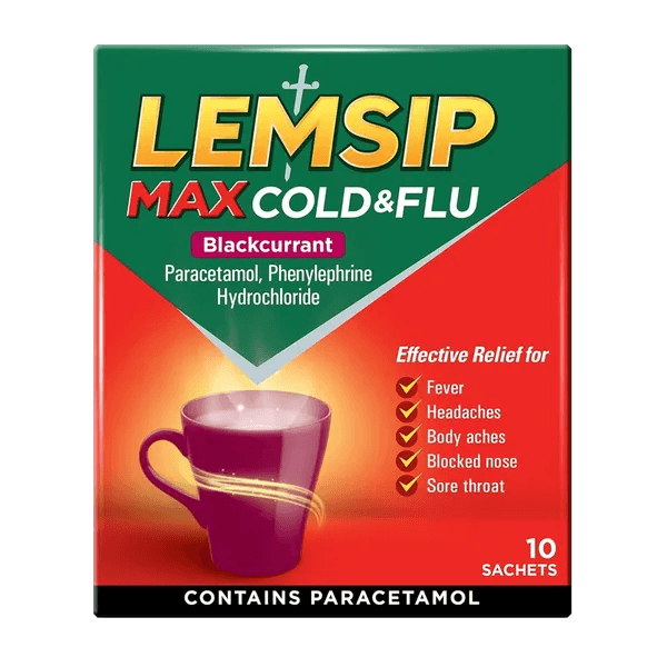 Lemsip Max Sachets Blackcurrant Pack of 10 - welzo