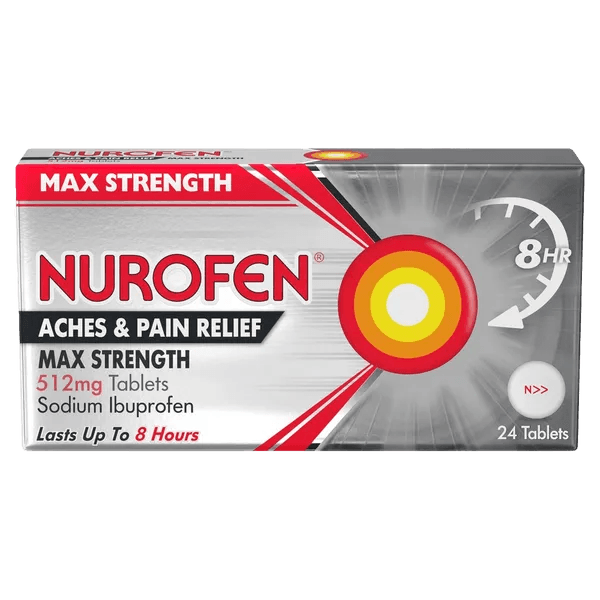 Nurofen Max Strength Joint & Back Pain 512mg Tablets Pack of 24 - welzo