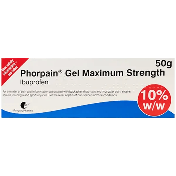 Phorpain Maximum Strength Ibuprofen 10% Gel 50g - welzo