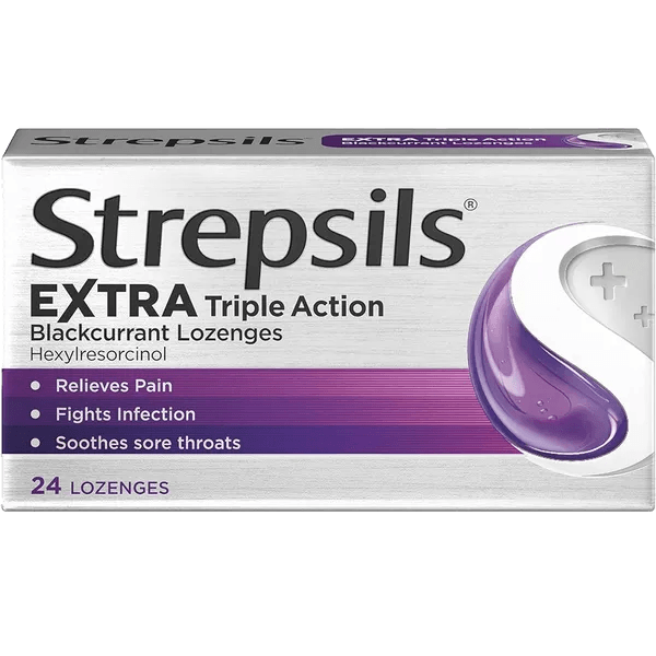 Strepsils Lozenges Extra Strength Blackcurrant Pack of 24 - welzo