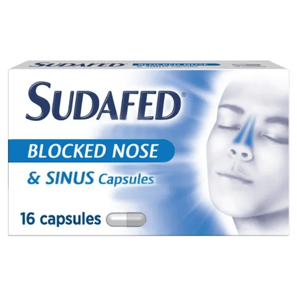 Sudafed Blocked Nose & Sinus Capsules Pack of 16 - welzo
