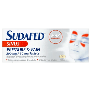 Sudafed Sinus Pressure & Pain Tablets Pack of 12 - welzo