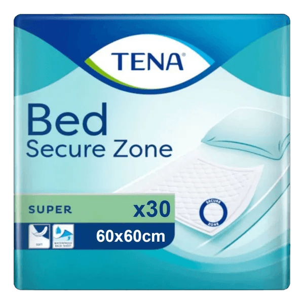 TENA Bed Secure Zone Pad 60cm x 60cm Super Pack of 30 - welzo